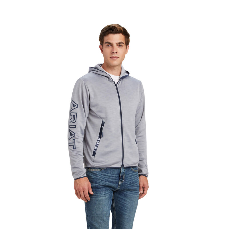 Sudadera Con Capucha Ariat Byron Full Zip Gris Hombre - Chile 085-KGMWFB